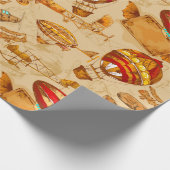 Blimp/Vintages Flugzeug Geschenkpapier (Ecke)