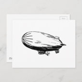 Blimp, Zeppelin, Dirigierbar, Vintag Zeichnend Postkarte (Vorne/Hinten)
