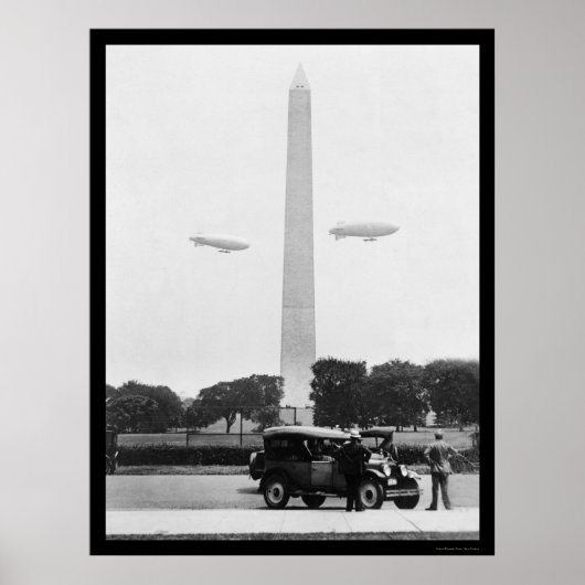 Blimps in der Nähe des Washington Monuments 1924 Poster (Vorne)