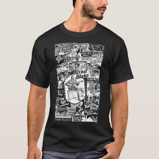 Blind Blake auf Paramount Records Collage Weiß T-Shirt (Vorderseite)