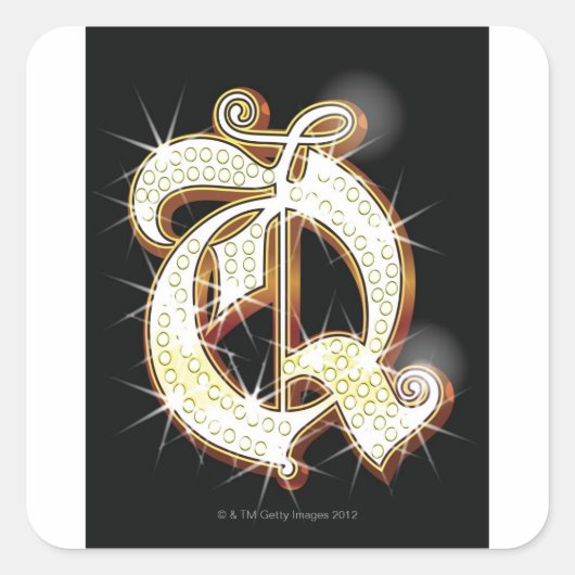 Blindalphabet Q Quadratischer Aufkleber (Vorderseite)