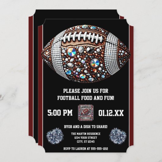 Blindball Party Big Game Bowl Game Einladung (Vorne/Hinten)