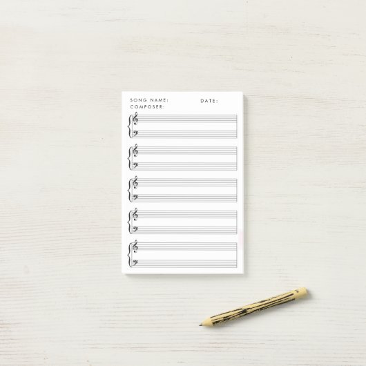 Blindblattmusik Post-it Klebezettel (Auf Schreibtisch)