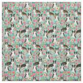 Blinde Corgi Vintage Blütenminze Stoff (Muster)