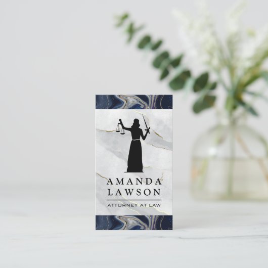 Blinde Justiz | Marmor | Recht Terminkarte (Stehend Vorderseite)