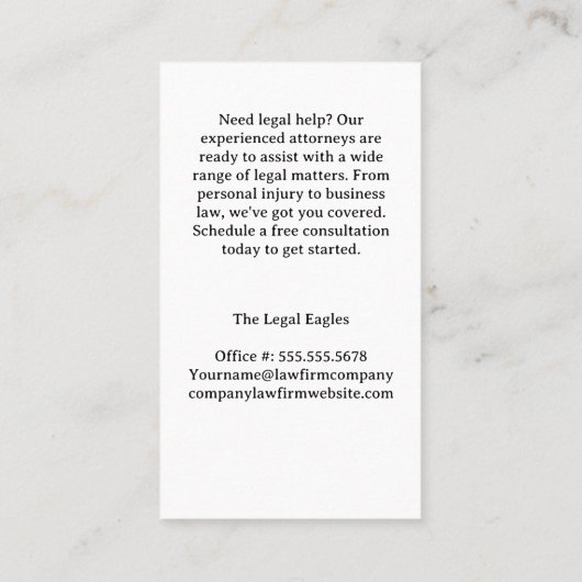 Blinde Justiz | Rechtsanwalt | Recht | Recht Terminkarte (Rückseite)