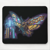 Blinded By Neon – Cyberpunk Moth City Lights Mousepad (Vorne)