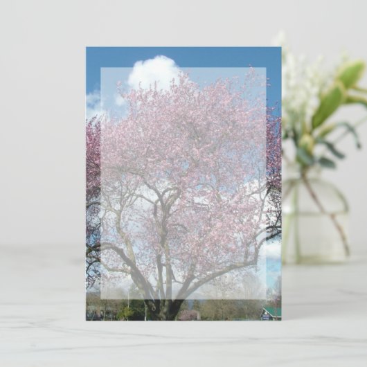 Blindeinladung, Kirschblühen Einladung (Stehend Vorderseite)