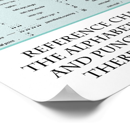 Blindendiagramm mit Alphabet-Zahlen Zeichensetzung Poster (Ecke)