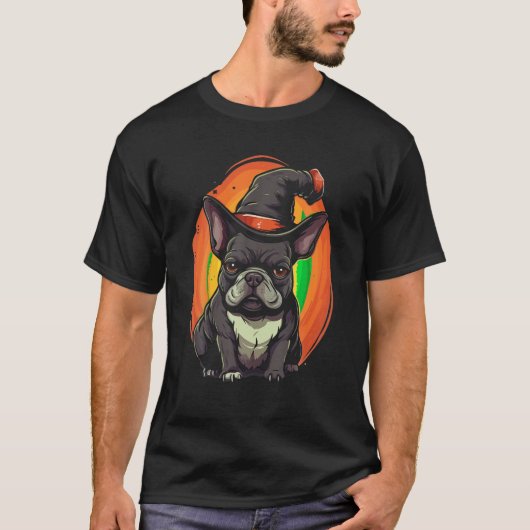 Blindenhund Halloween Trick oder Trete Französisch T-Shirt (Vorderseite)
