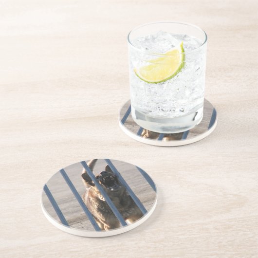 Blindenhund Sandstein Untersetzer (Seite)