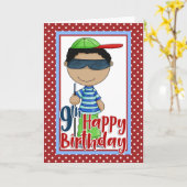 Blinder Junge - Happy 9. Geburtstag Karte (Gelbe Blume)