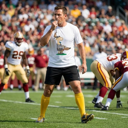 Blinder Schiedsrichter, der ein Pfeifen aktiviert T-Shirt