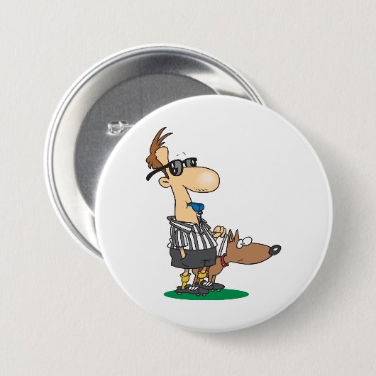 Blinder Schiedsrichter, der eine Pfeife bläst Button (Vorne & Hinten)