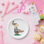 Blinder Schiedsrichter, der einen Pfeifpapier-Tell Pappteller (Party)