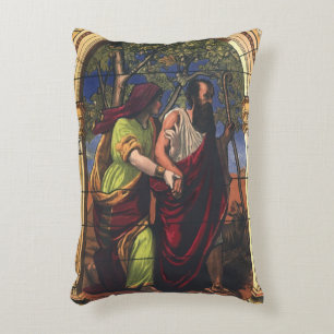 Blinder Tobit und Ehefrau Anna, Vintage Religion Dekokissen