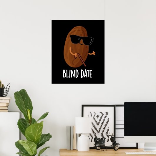 Blinder Zeitpunkt Funny Fruit Pun Dark BG Poster (Heimbüro)