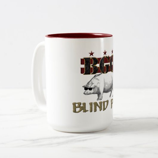 Blindes Schwein 2 Tone Kaffee Tasse (15 oz) (Vorderseite Links)