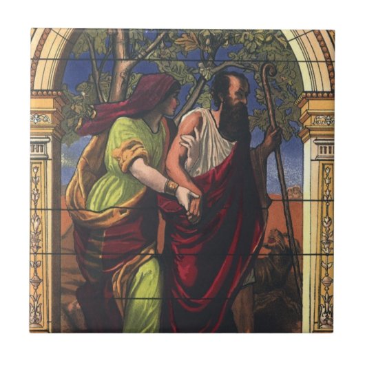 Blindes Tobit und Ehefrau Anna, Vintage Religion Fliese (Vorderseite)