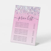 Blindfarbige Holographic Glitzer Preisliste Skript Sockelschild (Vorderseite)