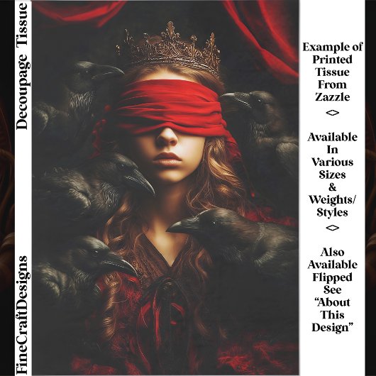 Blindfolded Gothic Queen of Ravens FC5R Decoupage Seidenpapier