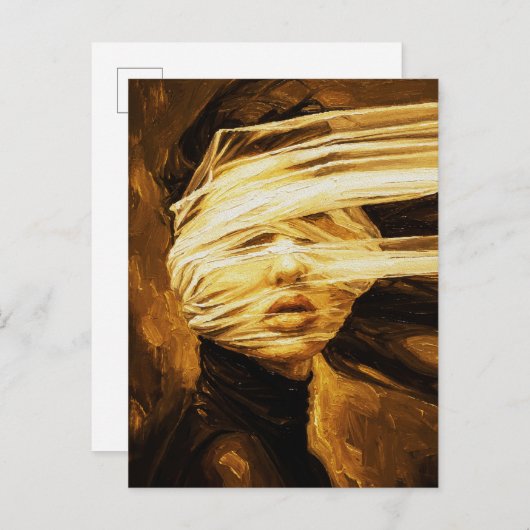 Blindfolded Woman – Surreal Oil Art Postkarte (Vorne/Hinten)