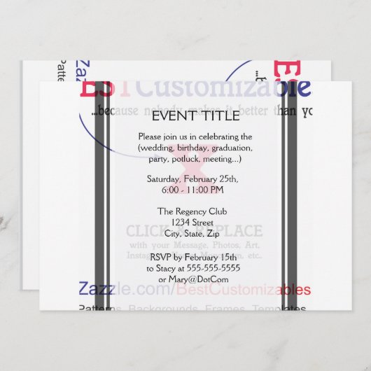 Blindgeschenk-Vorlage Einladung (Vorne/Hinten)