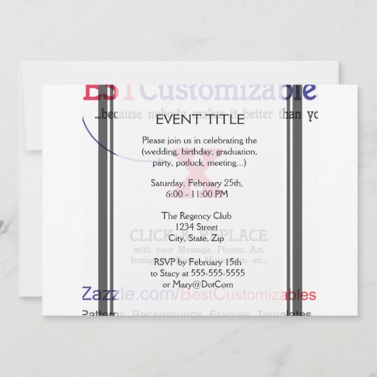 Blindgeschenk-Vorlage Einladung (Vorderseite)