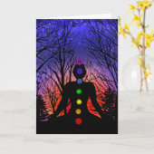 Blindkarte | Meditation Yoga bei Sonnenuntergang Karte (Gelbe Blume)