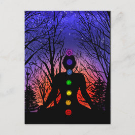 Blindkarte | Meditation Yoga bei Sonnenuntergang Postkarte