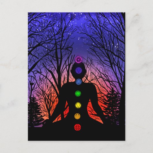 Blindkarte | Meditation Yoga bei Sonnenuntergang Postkarte (Vorderseite)