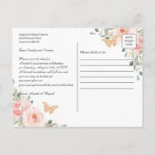 Blindpink Blütengoldquinceanera Save the Date Ankündigungspostkarte (Rückseite)