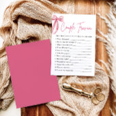 Blindpink Bow Couple Trivia Brautparty Game Einladung