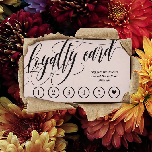 Blindpink Calligraphy Loyalty Punch Card Treuekarte