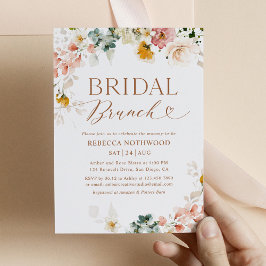 Blindpink Floral Gold Script Bridal Brunch Einladung
