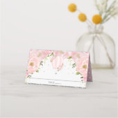 Blindpink Floral Hot Air Ballon Gastname Platzkarte (Vorderseite)