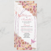 Blindpink Floral Quinceanera Programm (Vorne/Hinten)