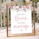 Blindpink Floral Wasserfarbe Bridal Brunch Zeichen Poster<br><div class="desc">Lassen Sie Ihr Brautparty mit unserem Brunch-Signet "Blush Pink Floral Watercolor Bridal Bridal Bridal Bridal" ausklingen. Dieses Schild verleiht Ihrem Brautparty eine Touch moderner Eleganz. Mit seinen Blume und dem blumengeschmückten Aquarell ergänzt es wunderbar das Brautparty und das Blumenmotiv. Die spielerische Nachricht "first come brunch, then come Heirat" verleiht Ihrer...</div>