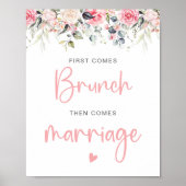 Blindpink Floral Wasserfarbe Bridal Brunch Zeichen Poster (Vorne)