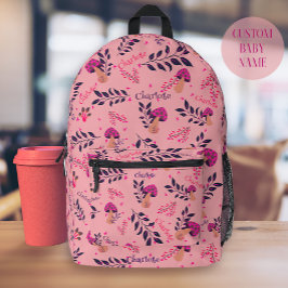 Blindpink Funny Mushrooms Baby Individuelle Name Bedruckter Rucksack