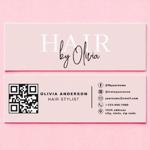 Blindpink QR Code Haarstylist Moderne Typografie Mini Visitenkarte