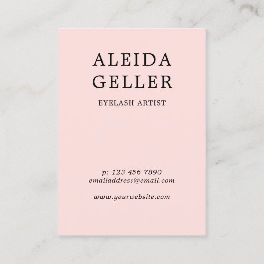 Blindpinke Wirble Script Lash Artist Aftercare Visitenkarte (Rückseite)