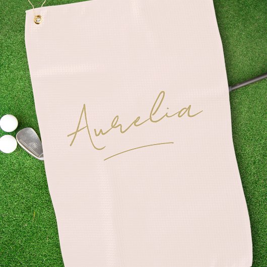 Blindpinken Modern Gold Script Monogram Name Golfhandtuch