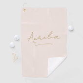 Blindpinken Modern Gold Script Monogram Name Golfhandtuch (Insitu)