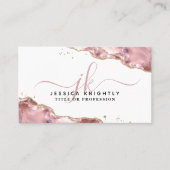 Blindrosa Agate Script Monogram Gold Glitzer Visitenkarte (Vorderseite)