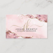 Blindrosa Agate Script Monogram Gold Glitzer Visitenkarte (Vorderseite)