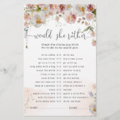 Blindrosa Aquarellfarben Blume Brautparty Spiel (Vorderseite)