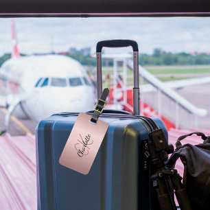 Blindrosa-benutzerdefinierte Monogrammnamenskripte Gepäckanhänger