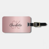 Blindrosa-benutzerdefinierte Monogrammnamenskripte Gepäckanhänger (Vorderseite horizontal)