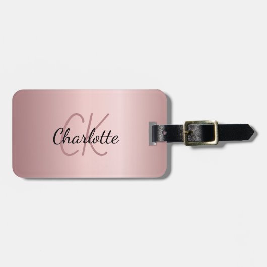 Blindrosa-benutzerdefinierte Monogrammnamenskripte Gepäckanhänger (Vorderseite horizontal)